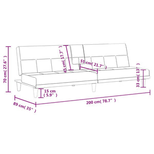 vidaXL Sofa Bed Convertible Sofa Bed with Cup Holders for Living Room Fabric-13