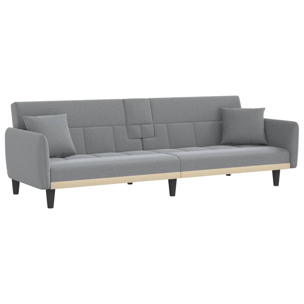 vidaXL Sofa Bed with Cup Holders Black Fabric-26