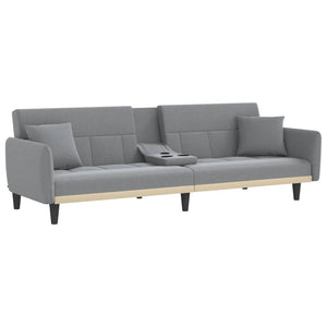 vidaXL Sofa Bed with Cup Holders Black Fabric-31