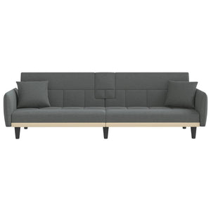 vidaXL Sofa Bed with Cup Holders Black Fabric-18