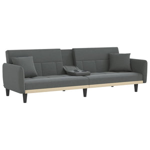 vidaXL Sofa Bed with Cup Holders Black Fabric-20