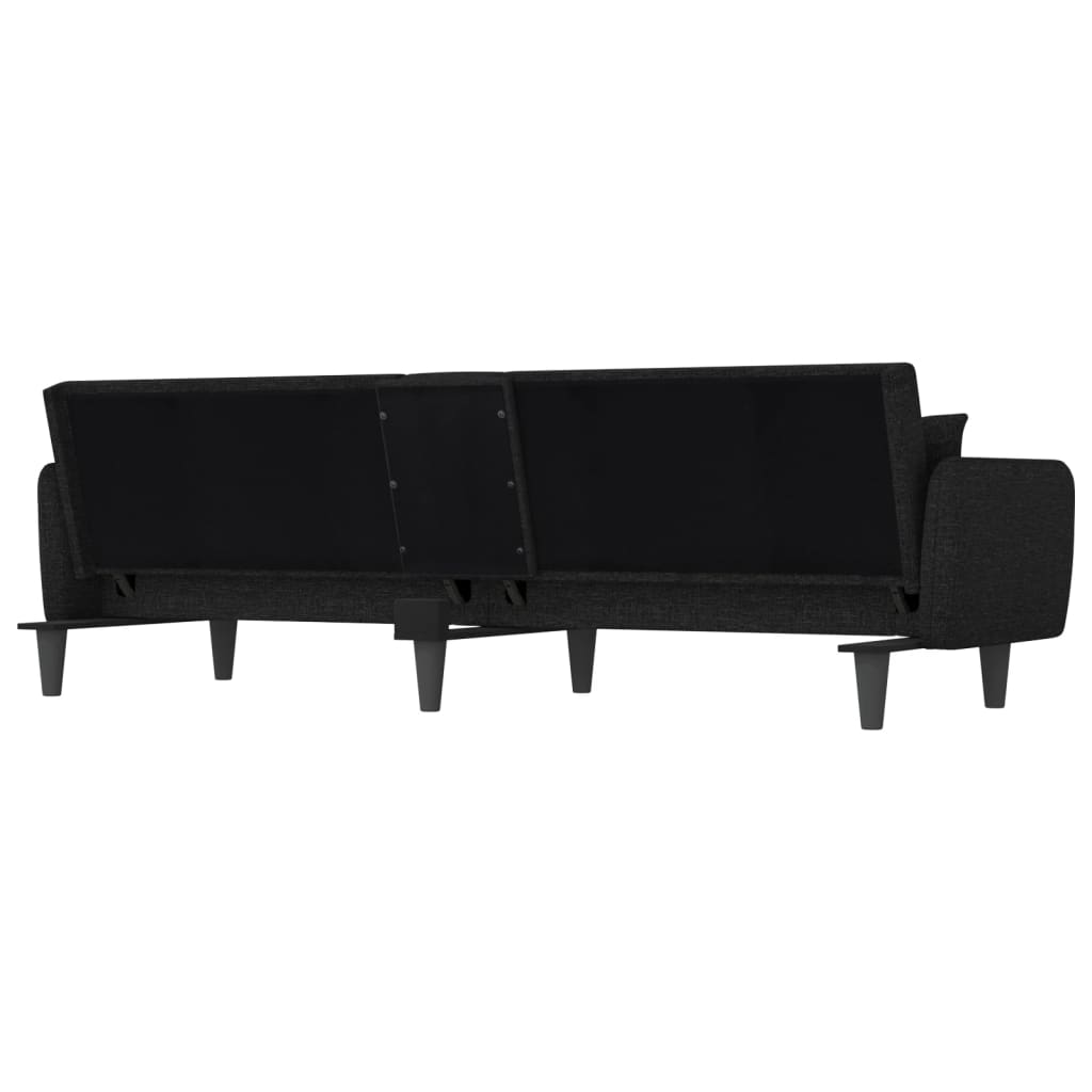 vidaXL Sofa Bed with Cup Holders Black Fabric-23