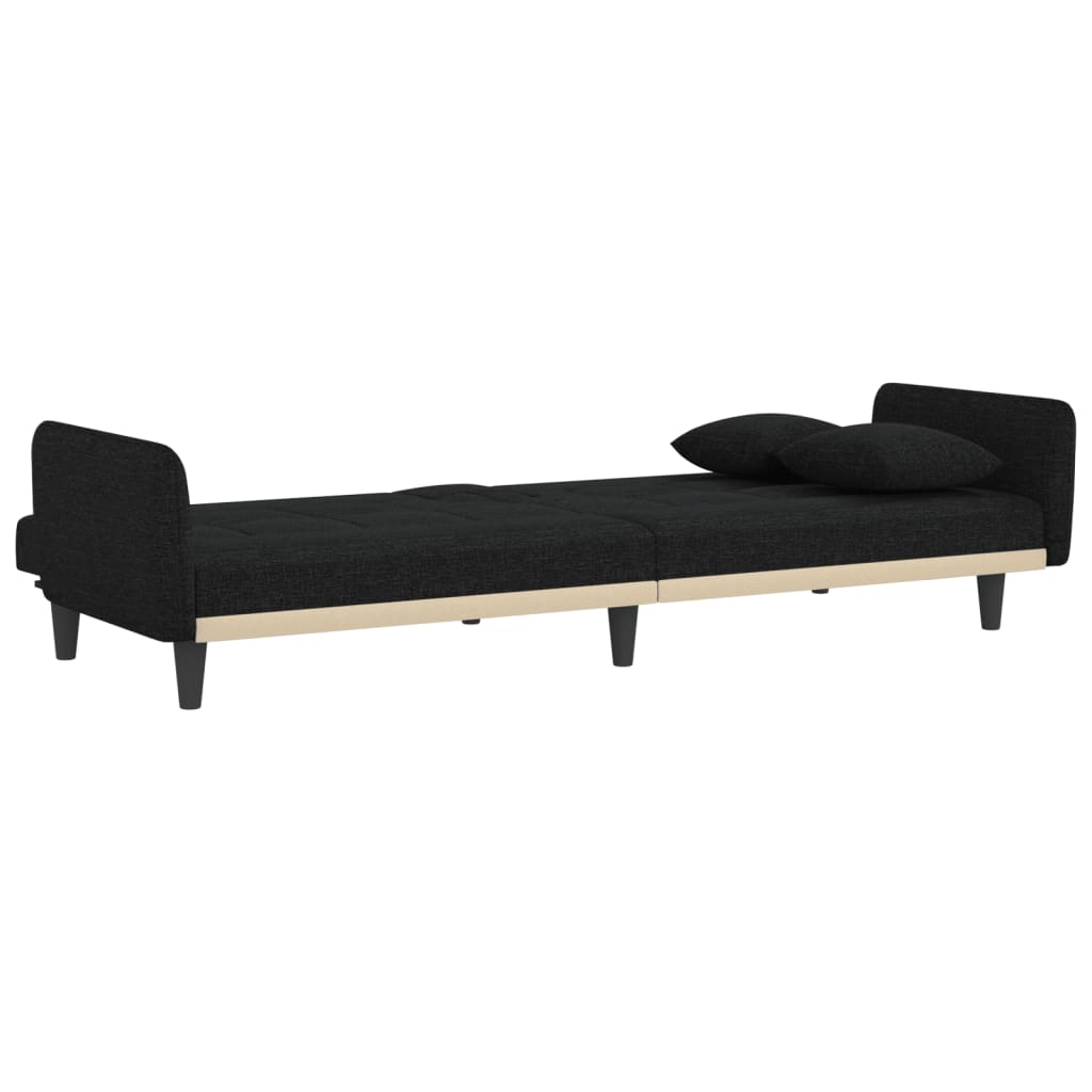 vidaXL Sofa Bed with Cup Holders Black Fabric-1