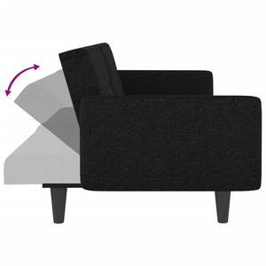 vidaXL Sofa Bed with Cup Holders Black Fabric-25