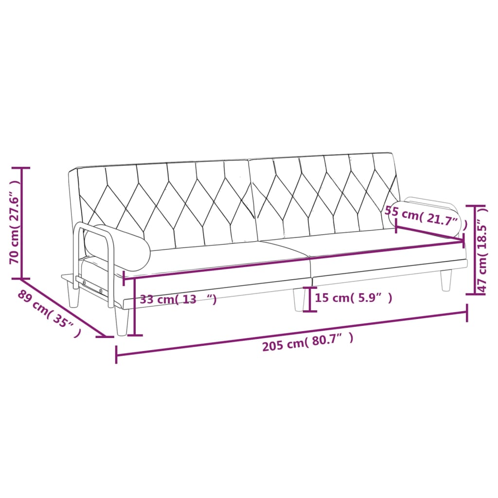 vidaXL Sofa Bed with Armrests Sleeper Sofa Loveseat Recliner Chair Fabric-30