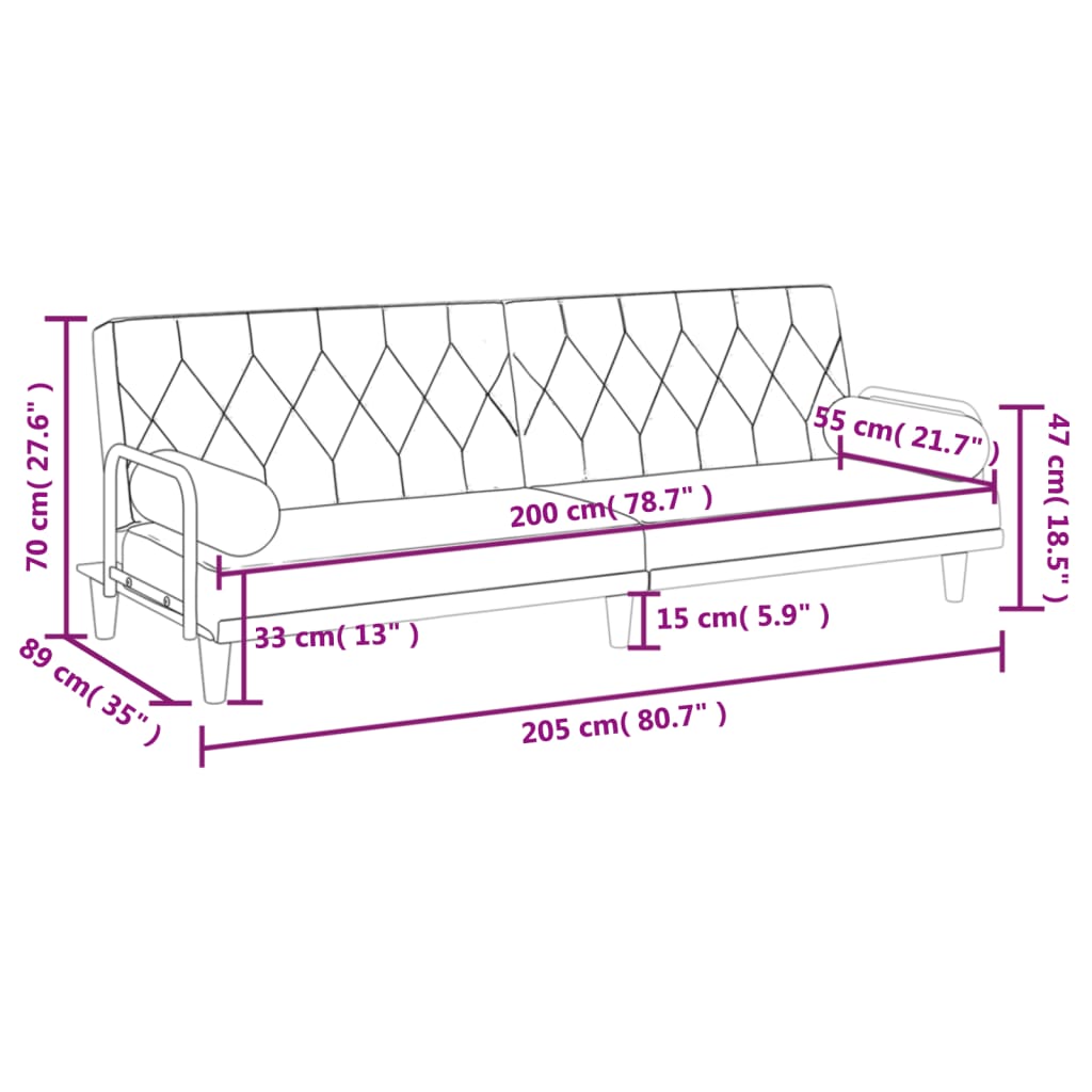 vidaXL Sofa Bed with Armrests Sleeper Sofa Loveseat Recliner Chair Fabric-4