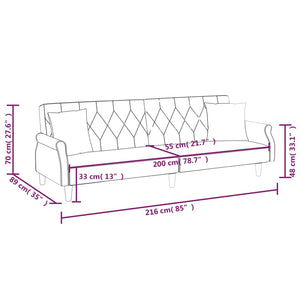 vidaXL Sleeper Sofa with Armrests Velvet Couch Sofa Bed Recliner Loveseat-19