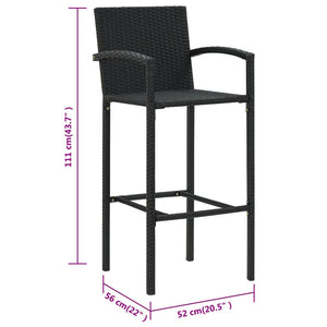 vidaXL Bar Stool Counter Height Bar Stool Patio Rattan Furniture Poly Rattan-8