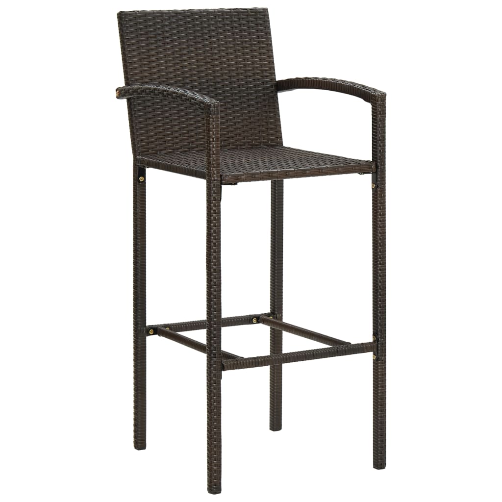 vidaXL Bar Stool Counter Height Bar Stool Patio Rattan Furniture Poly Rattan-43