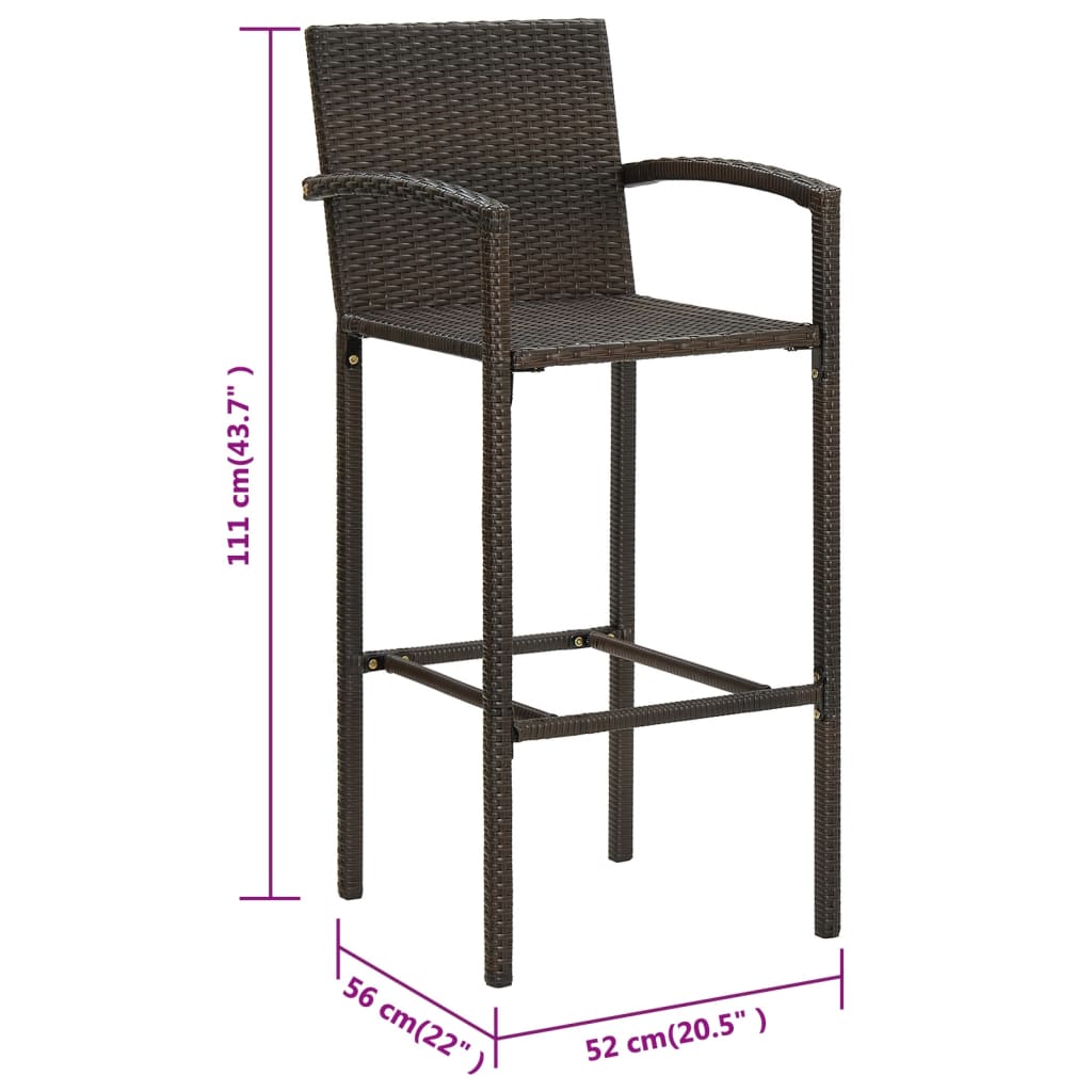 vidaXL Bar Stool Counter Height Bar Stool Patio Rattan Furniture Poly Rattan-15