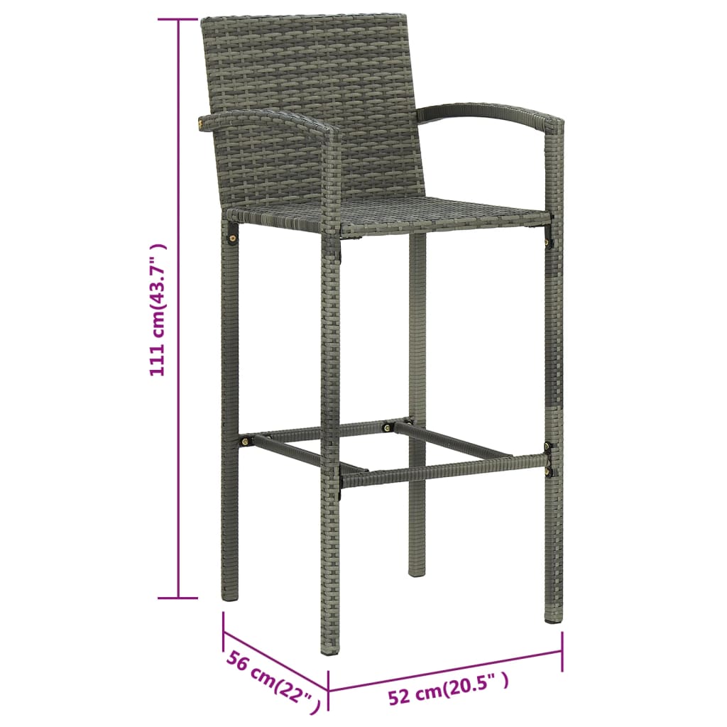 vidaXL Bar Stool Counter Height Bar Stool Patio Rattan Furniture Poly Rattan-20