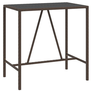 vidaXL Bar Table with Glass Top Black 43.3"x27.6"x43.3" Poly Rattan-16