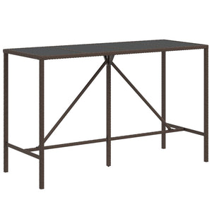 vidaXL Bar Table with Glass Top Black 43.3"x27.6"x43.3" Poly Rattan-24