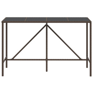 vidaXL Bar Table with Glass Top Black 43.3"x27.6"x43.3" Poly Rattan-21