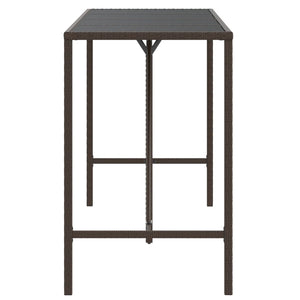 vidaXL Bar Table with Glass Top Black 43.3"x27.6"x43.3" Poly Rattan-25