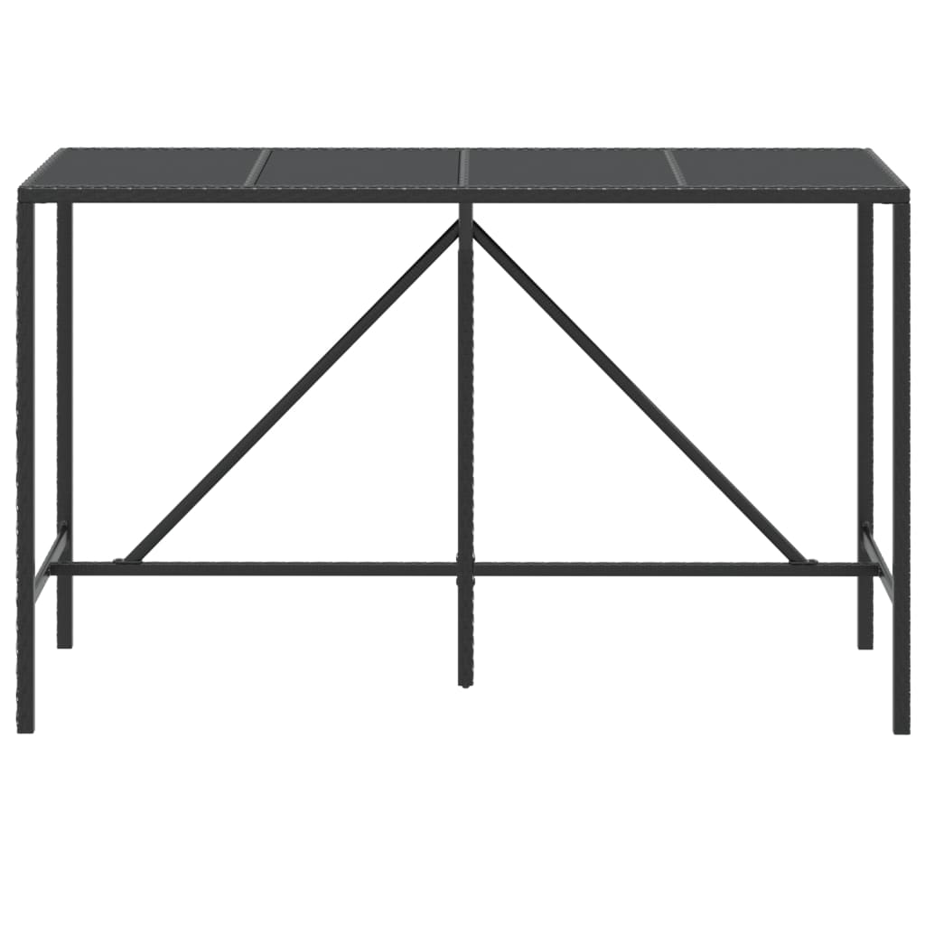 vidaXL Bar Table with Glass Top Black 43.3"x27.6"x43.3" Poly Rattan-30