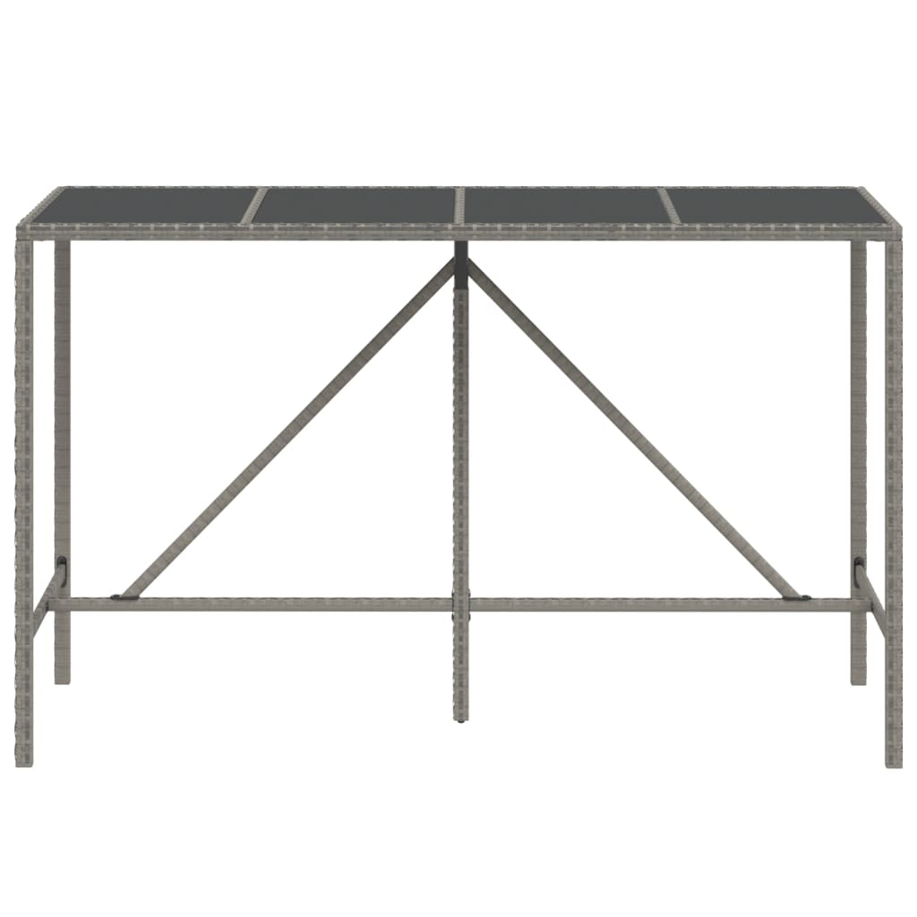 vidaXL Bar Table with Glass Top Black 43.3"x27.6"x43.3" Poly Rattan-18