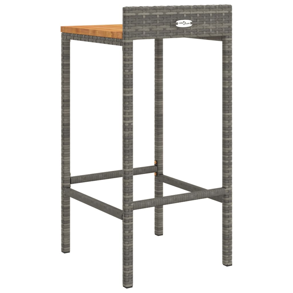 vidaXL Bar Stool Counter Height Bar Stool Poly Rattan and Solid Wood Acacia-26