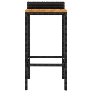 vidaXL Bar Stool Counter Height Bar Stool Poly Rattan and Solid Wood Acacia-28