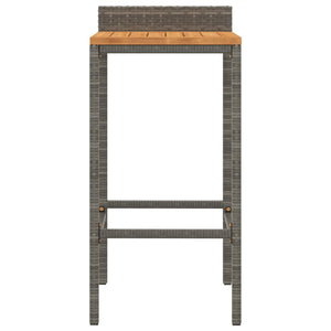 vidaXL Bar Stool Counter Height Bar Stool Poly Rattan and Solid Wood Acacia-59