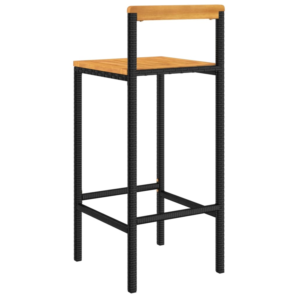 vidaXL Bar Stool Counter Height Bar Stool Poly Rattan and Solid Wood Acacia-0