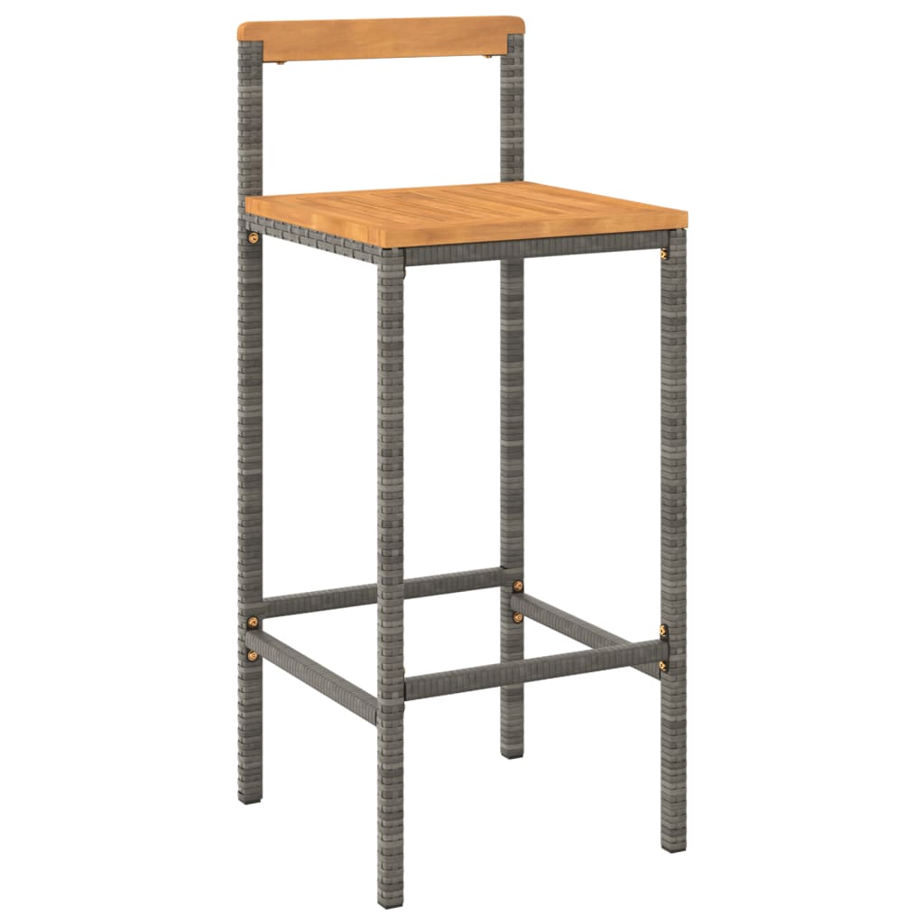 vidaXL Bar Stool Counter Height Bar Stool Poly Rattan and Solid Wood Acacia-32