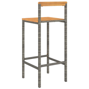 vidaXL Bar Stool Counter Height Bar Stool Poly Rattan and Solid Wood Acacia-51