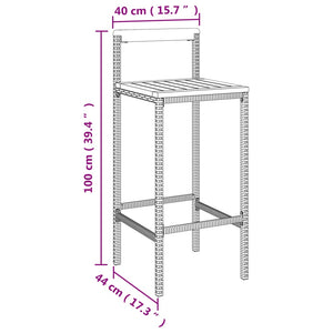 vidaXL Bar Stool Counter Height Bar Stool Poly Rattan and Solid Wood Acacia-25