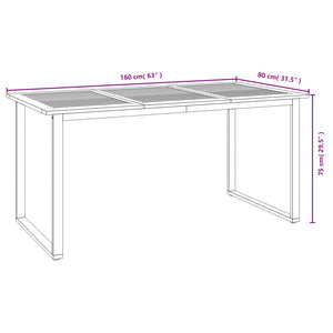 vidaXL Patio Table Dining Table with U-shaped Legs for Porch Solid Wood Acacia-9