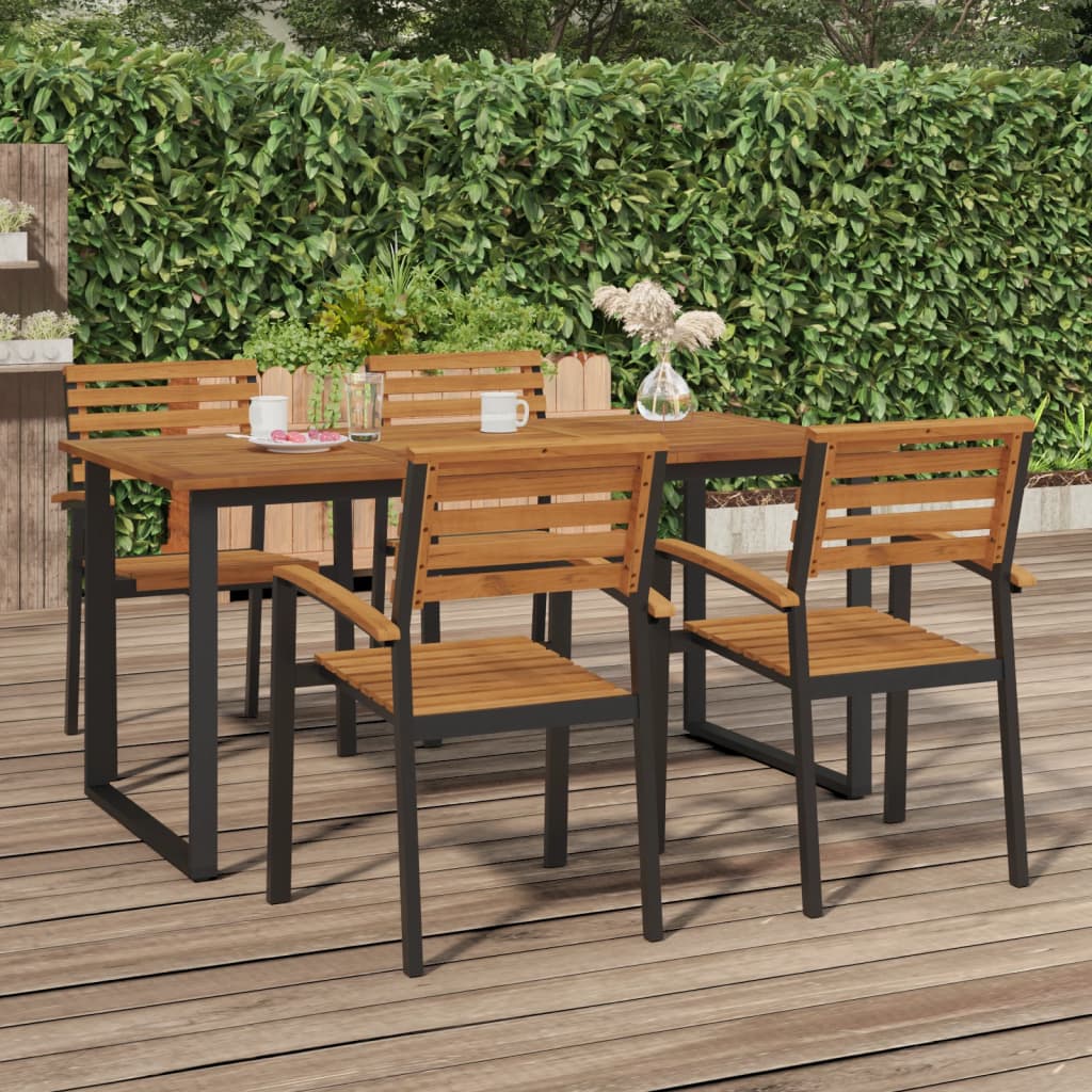 vidaXL Patio Table Dining Table with U-shaped Legs for Porch Solid Wood Acacia-5