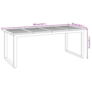 vidaXL Patio Table Dining Table with U-shaped Legs for Porch Solid Wood Acacia-20