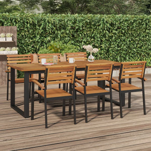 vidaXL Patio Table Dining Table with U-shaped Legs for Porch Solid Wood Acacia-32