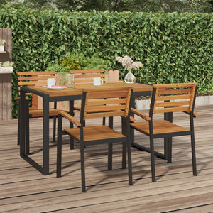 vidaXL Patio Table with U-shaped Legs 55.1"x31.5"x29.5" Solid Wood Acacia-8