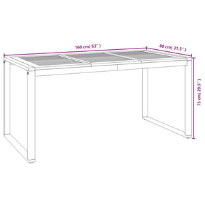 vidaXL Patio Table with U-shaped Legs 55.1"x31.5"x29.5" Solid Wood Acacia-9