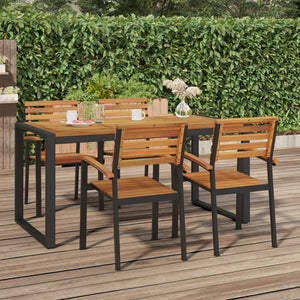 vidaXL Patio Table with U-shaped Legs 55.1"x31.5"x29.5" Solid Wood Acacia-5