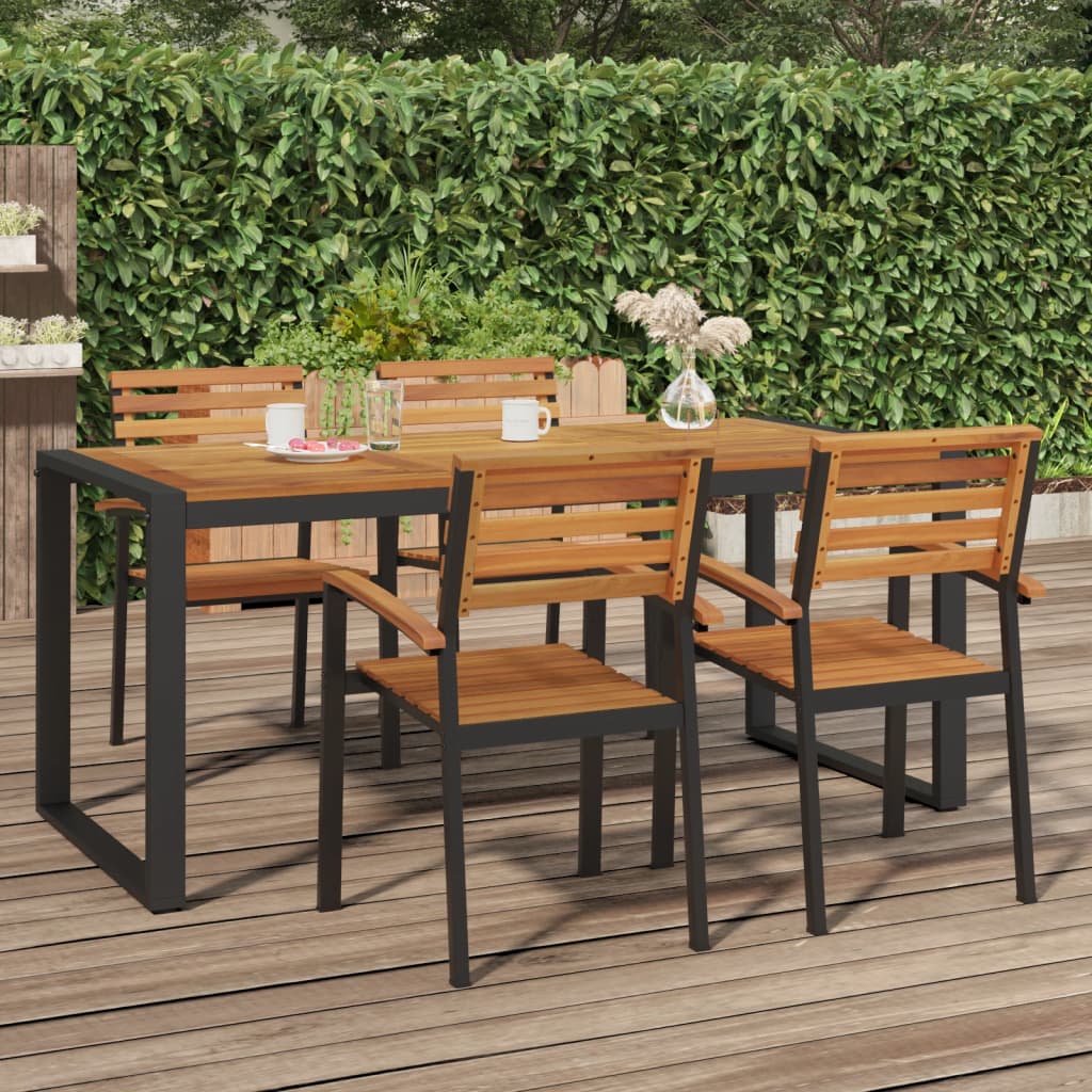 vidaXL Patio Table with U-shaped Legs 55.1"x31.5"x29.5" Solid Wood Acacia-34