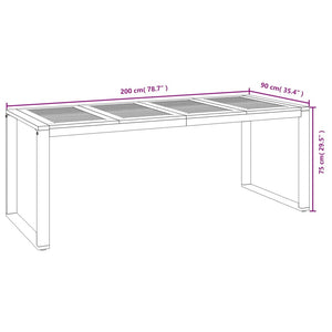 vidaXL Patio Table with U-shaped Legs 55.1"x31.5"x29.5" Solid Wood Acacia-22