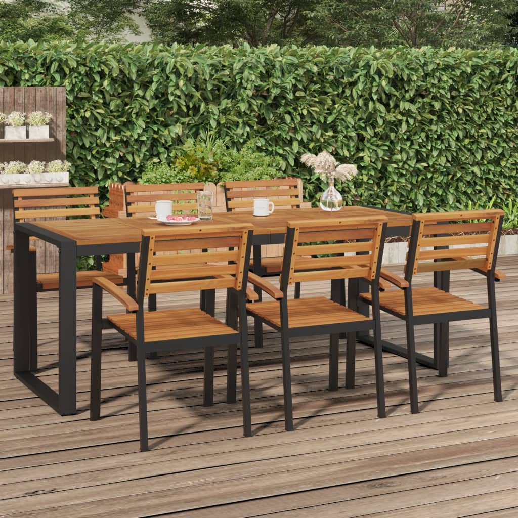 vidaXL Patio Table with U-shaped Legs 55.1"x31.5"x29.5" Solid Wood Acacia-32