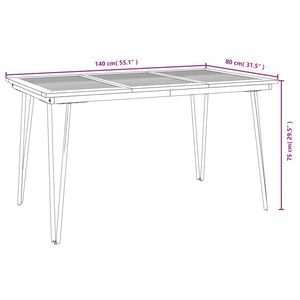 vidaXL Patio Table Dining Table with Hairpin Legs for Porch Solid Wood Acacia-15