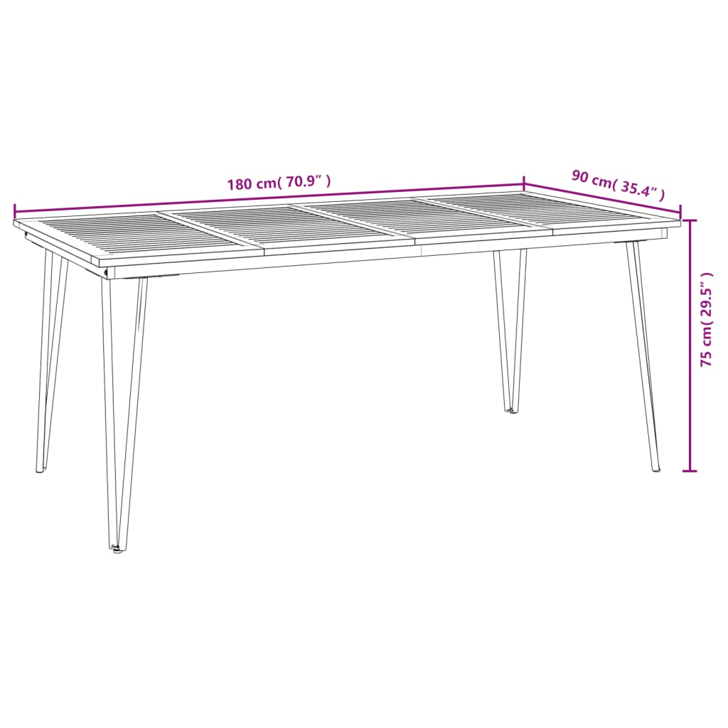 vidaXL Patio Table Dining Table with Hairpin Legs for Porch Solid Wood Acacia-4