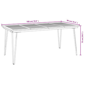 vidaXL Patio Table Dining Table with Hairpin Legs for Porch Solid Wood Acacia-4