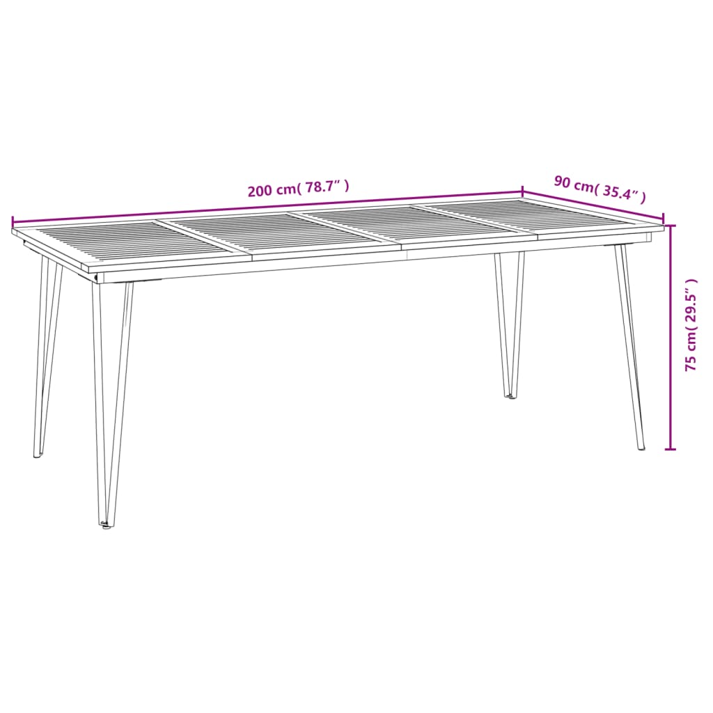 vidaXL Patio Table Dining Table with Hairpin Legs for Porch Solid Wood Acacia-1