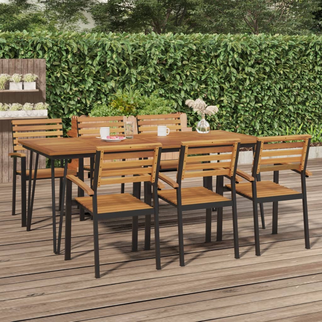 vidaXL Patio Table Dining Table with Hairpin Legs for Porch Solid Wood Acacia-34