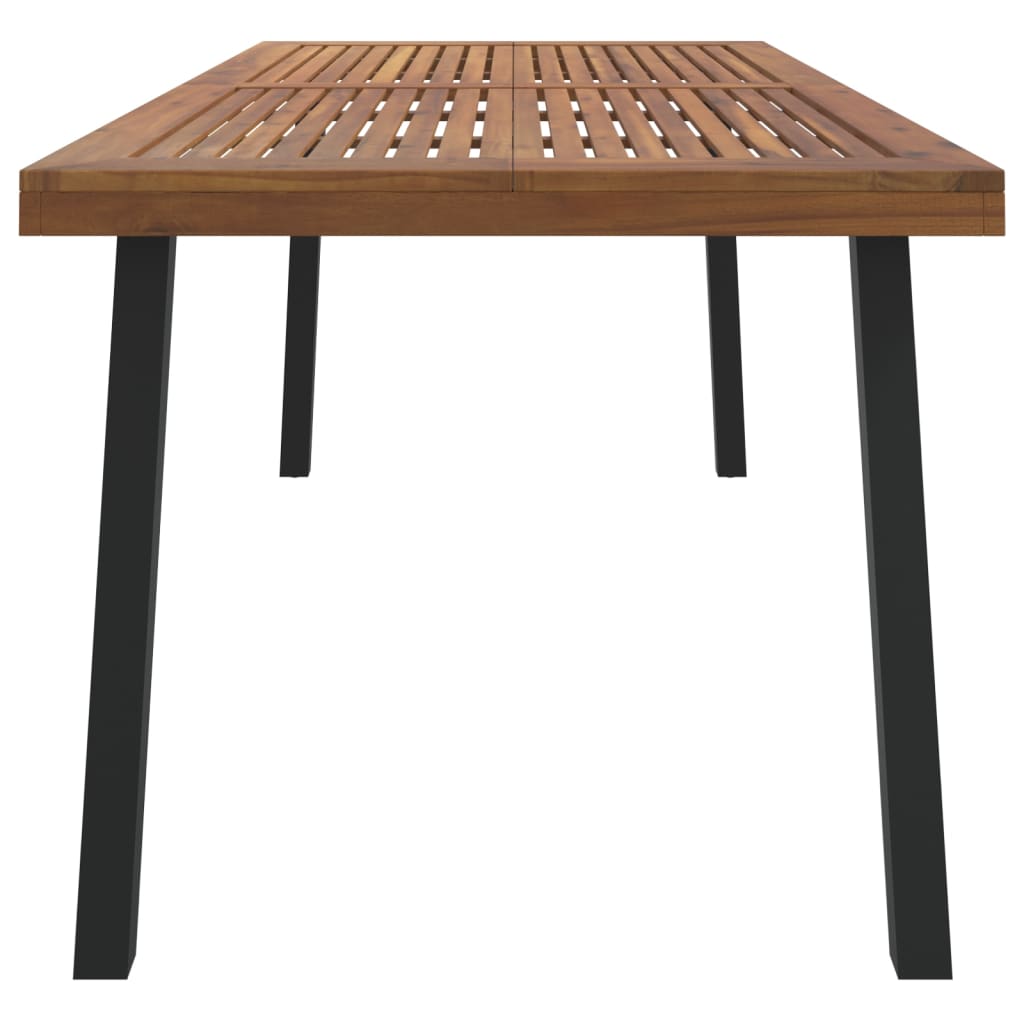 vidaXL Patio Table Patio Furniture Table with Metal Frame Solid Wood Acacia-7