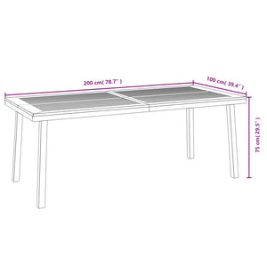 vidaXL Patio Table Patio Furniture Table with Metal Frame Solid Wood Acacia-3