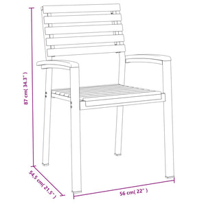 vidaXL Patio Chair Stackable Lawn Dining Chair Solid Wood Acacia and Metal-11