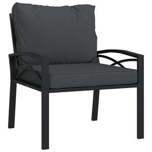 vidaXL Chair Outdoor Patio Accent Metal Frame Armchair with Cushions Steel-9