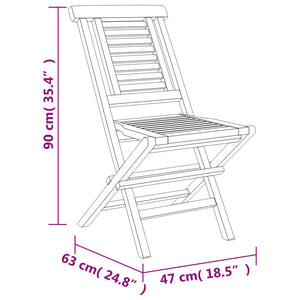 vidaXL Folding Patio Chairs 2 pcs 18.5"x24.8"x35.4" Solid Wood Teak-6