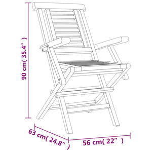 vidaXL Folding Patio Chairs 2 pcs 22"x24.8"x35.4" Solid Wood Teak-6