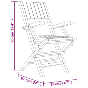 vidaXL Folding Patio Chairs 2 pcs 21.7"x24"x35.4" Solid Wood Teak-6